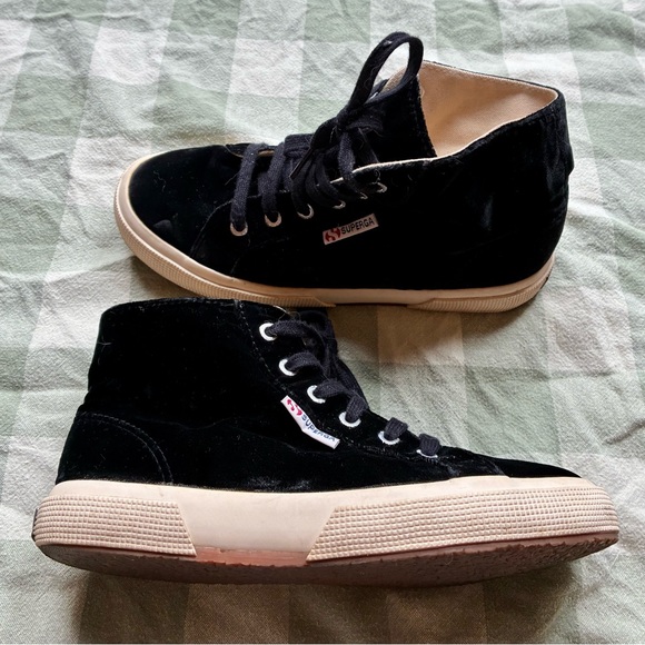 Superga Shoes - Superga Velvet “2095 Velvtw” Black High-Top Sneakers Women’s 6 Hip Street Indie